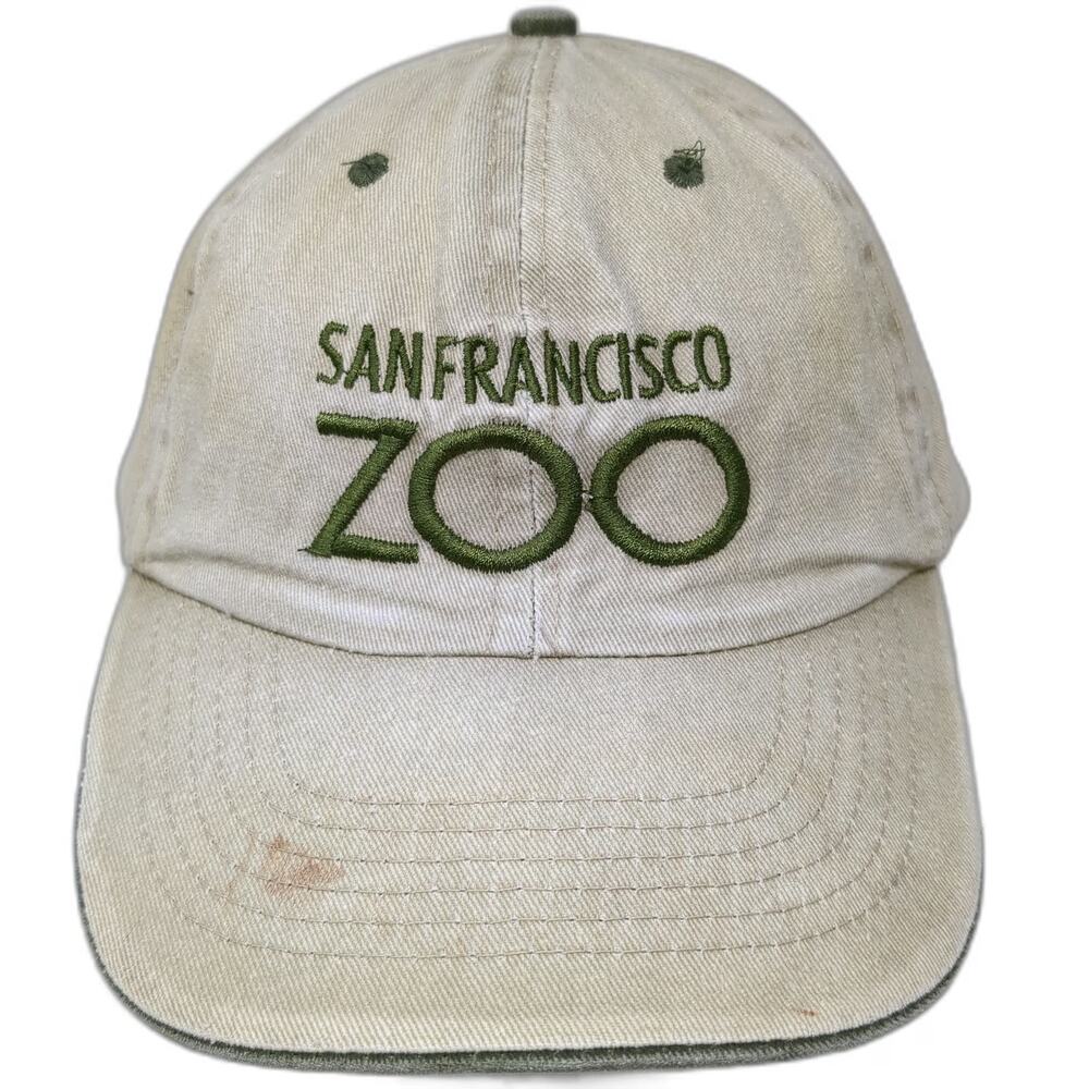 J Hats San Francisco Zoo Baseball Cap Beige Green One Size Strapback Cotton Hat
